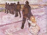 Edvard Munch Worker and children oil painting